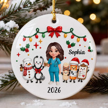 Load image into Gallery viewer, Personalized Ceramic Ornament Nurse Gift with Custom Name for Christmas
