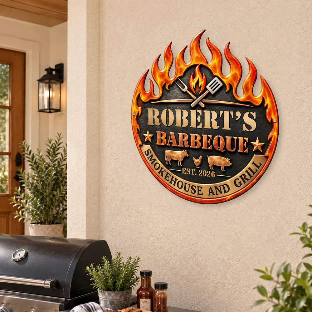 Personalized Metal Barbecue Sign Custom Gift for Grill Master