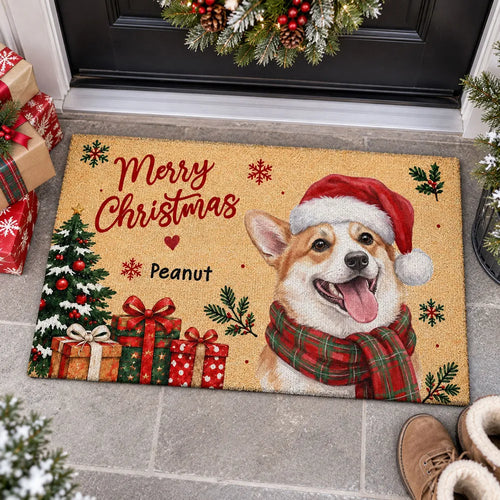 Personalized Watercolor Dog Doormat Christmas Gift for Dog Lovers