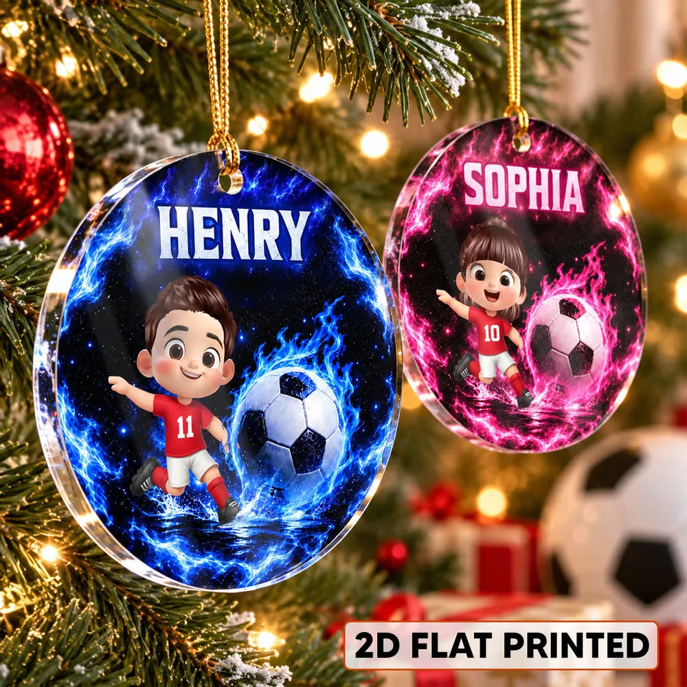 Personalized Acrylic Ornament Cartoon Soccer Player Gift for Kids