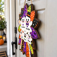 Load image into Gallery viewer, Personalized Wooden Halloween Sign with Cheerful Ghosts Gift for Grandparents
