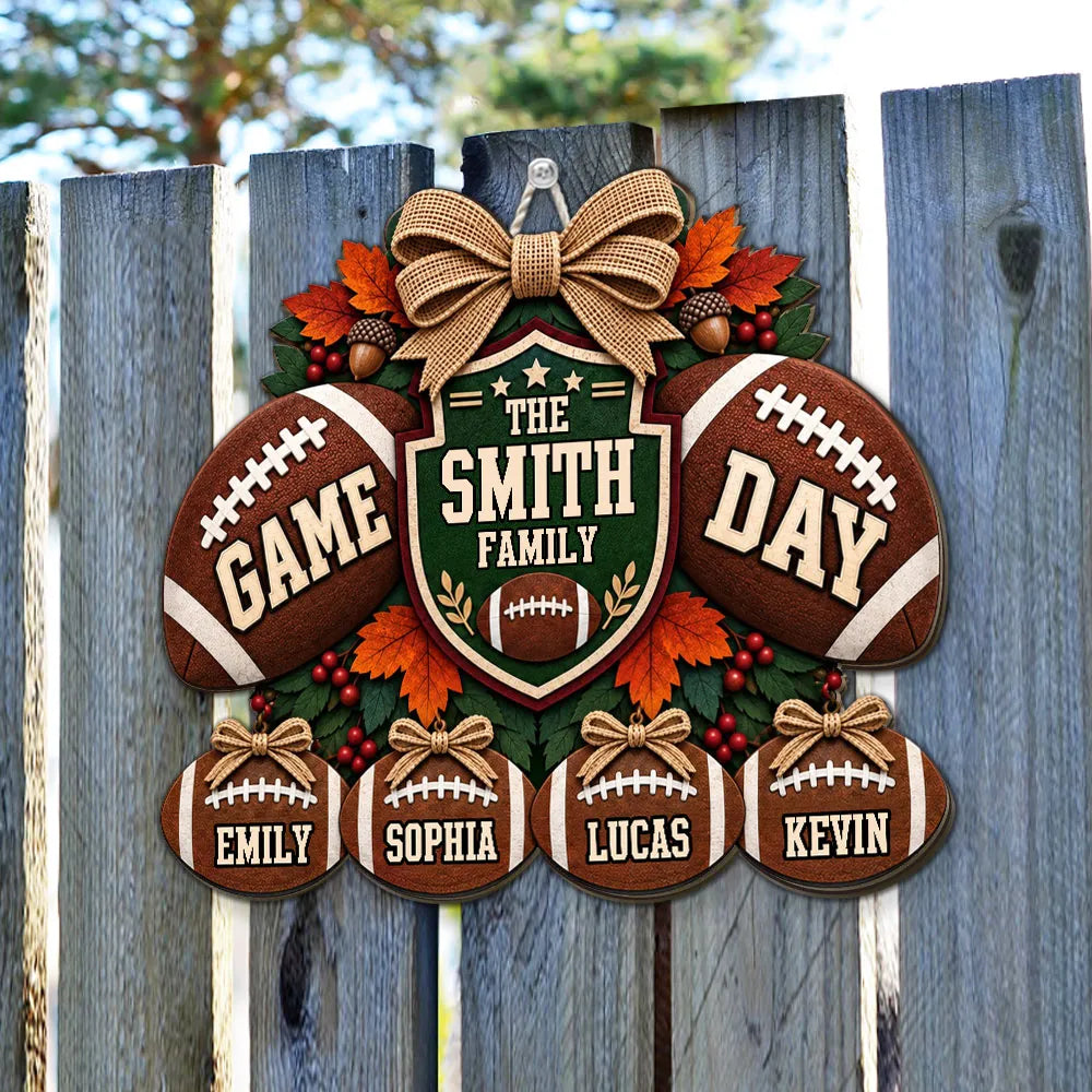 Personalized Football Door Sign Custom Gift for Family