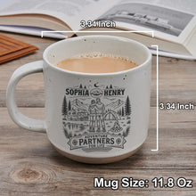 Load image into Gallery viewer, Personalized Pottery Mug with Embracing Couple Gift for Adventurous Couple
