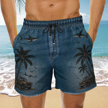 Load image into Gallery viewer, Personalized Beach Shorts Tropical Shark Print Gift for Him
