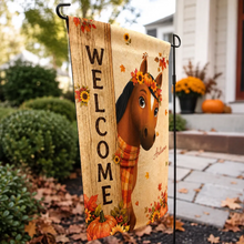 Load image into Gallery viewer, Personalized Garden Flag with Horses Fall Gift for Equestrians
