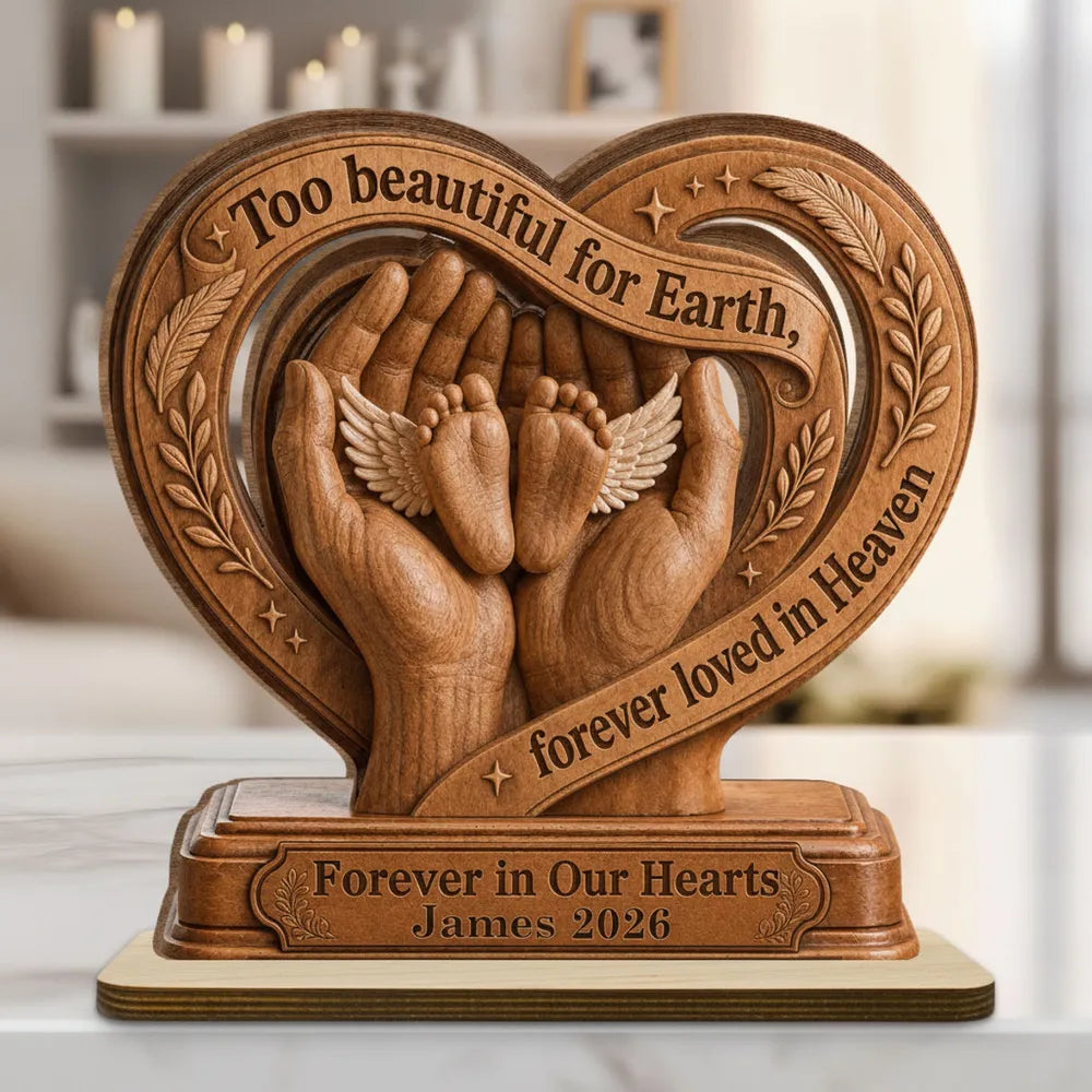 Personalized Wooden Memorial Plaque Gift for Parents - Baby Feet Design