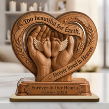 Load image into Gallery viewer, Personalized Wooden Memorial Plaque Gift for Parents - Baby Feet Design

