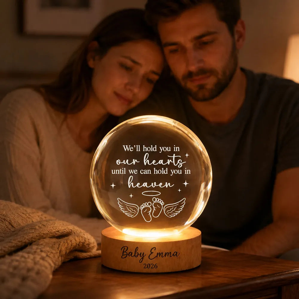 Personalized Globe Lamp with Angel Baby Footprints Memorial Gift for Grieving Parents