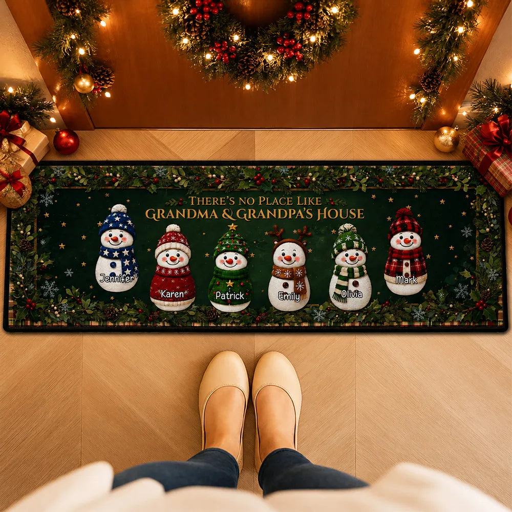 Personalized Snowman Doormat Gift for Grandma & Grandpa's House