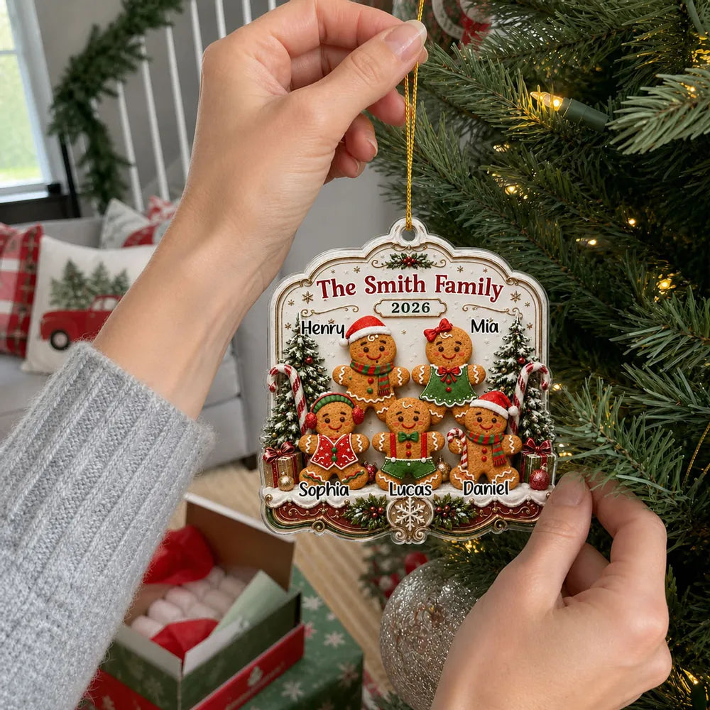 Personalized Gingerbread Family Acrylic Ornament Christmas Gift for Family