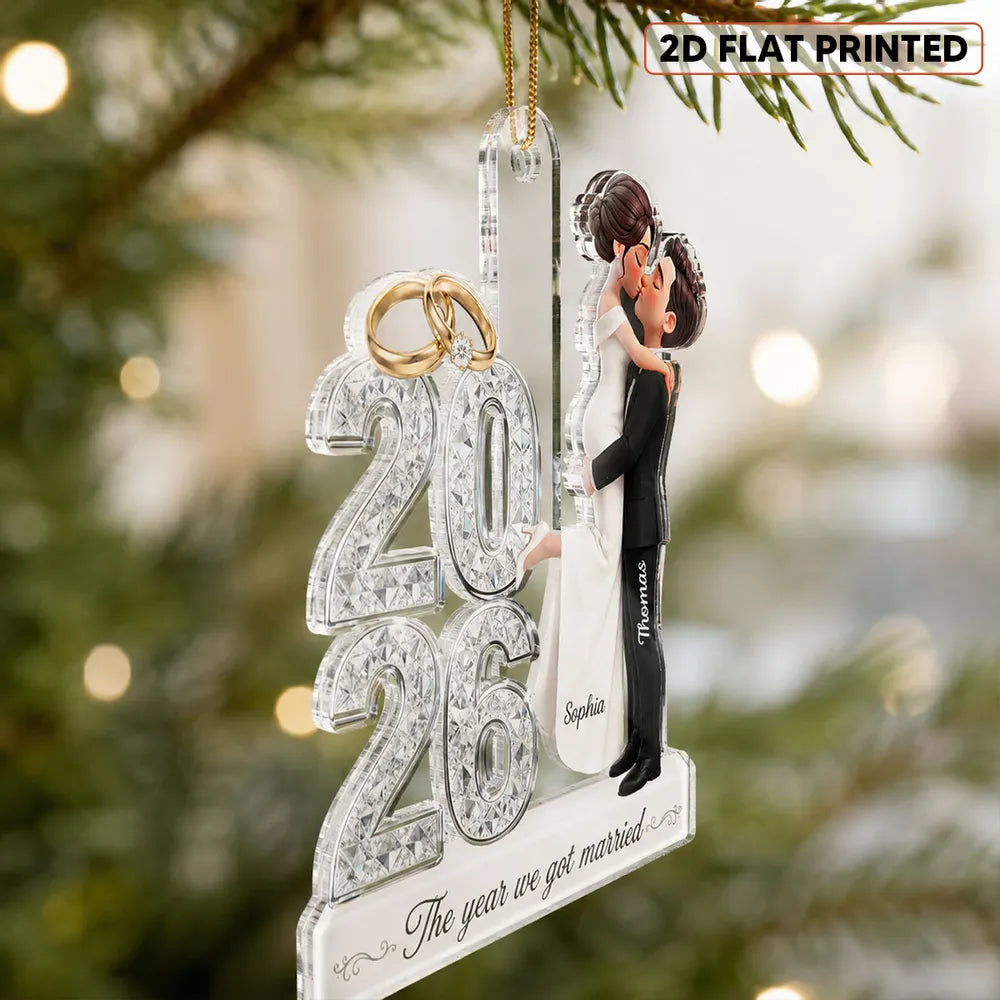 Personalized Acrylic Christmas Ornament Newlyweds Gift
