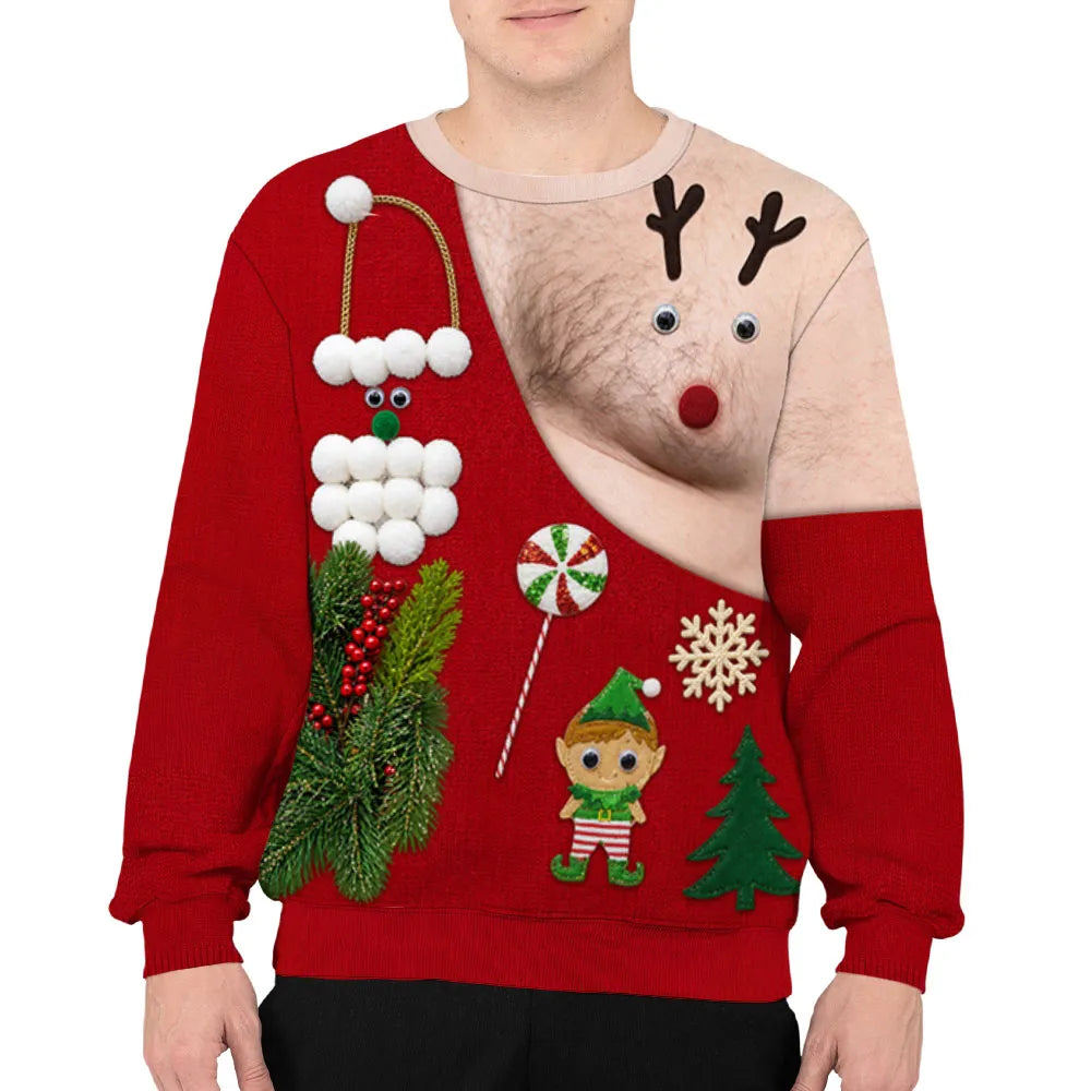 Personalized Funny Reindeer Illusion Sweatshirt for Couples Christmas Gift
