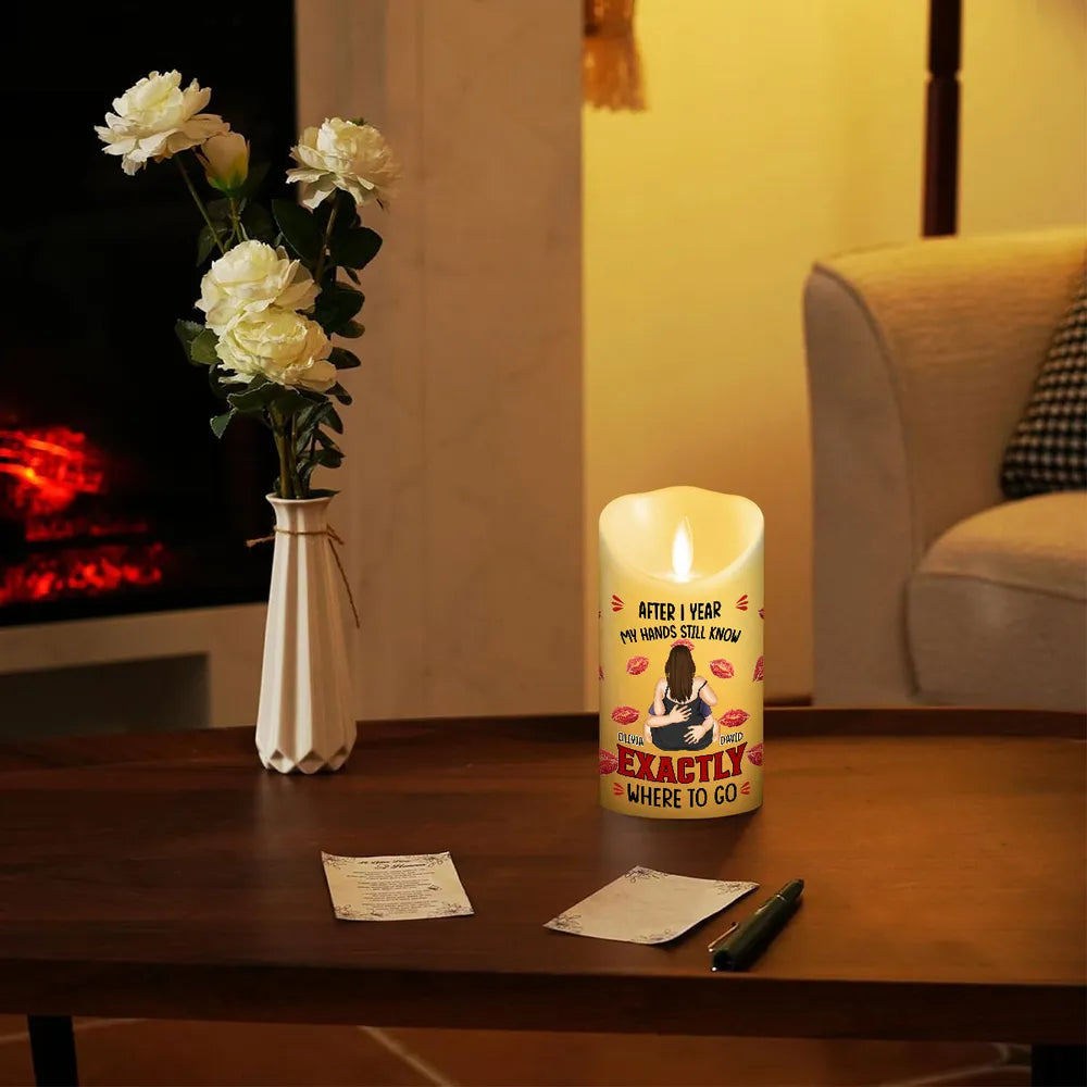 Personalized Flameless LED Candle Custom Quote Gift for Couples