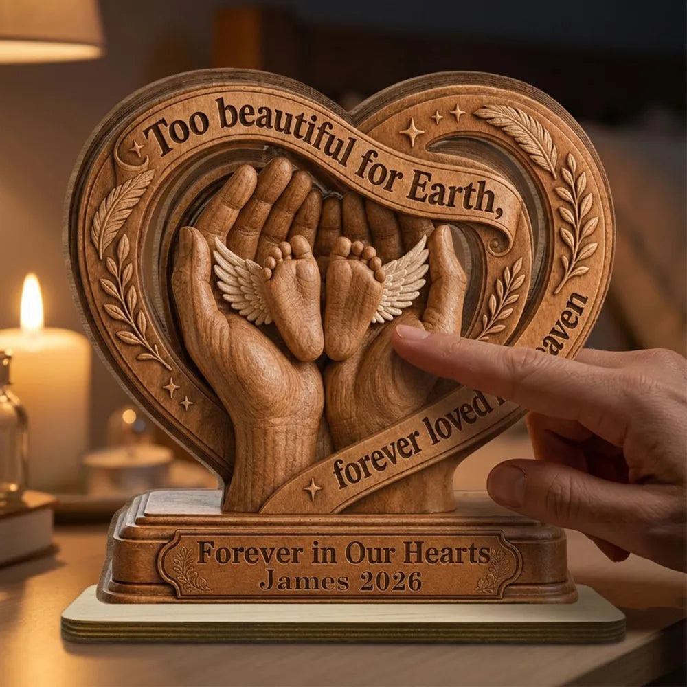 Personalized Wooden Memorial Plaque Gift for Parents - Baby Feet Design