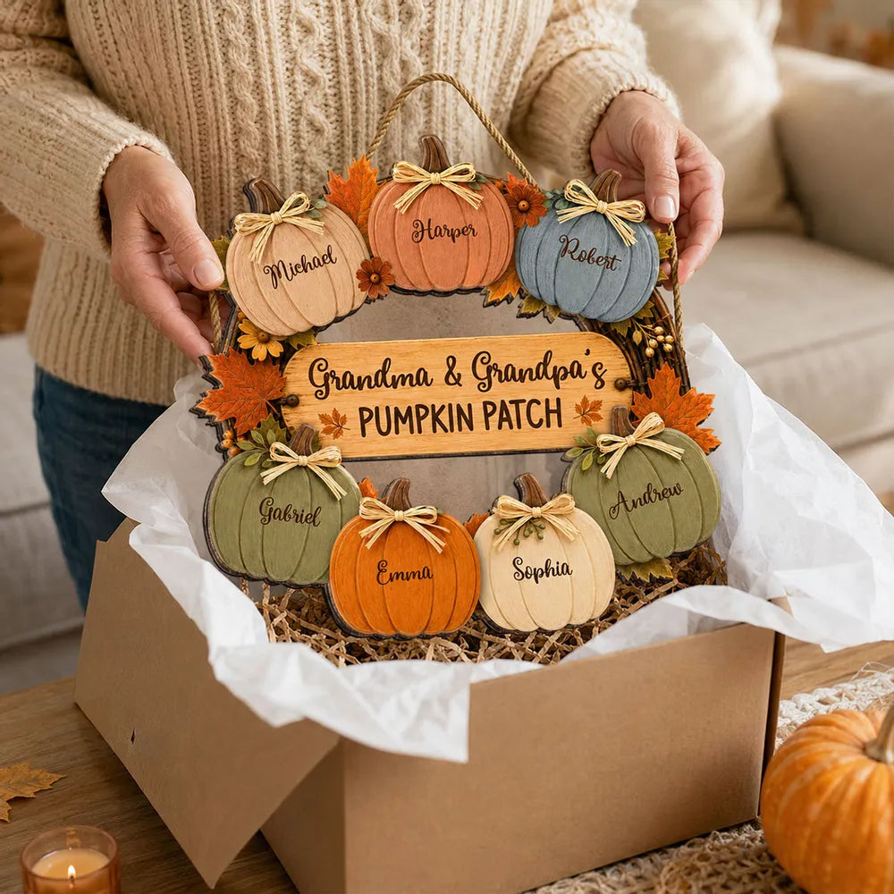 Personalized Wooden Sign for Grandma & Grandpa Pumpkin Patch Decor Gift