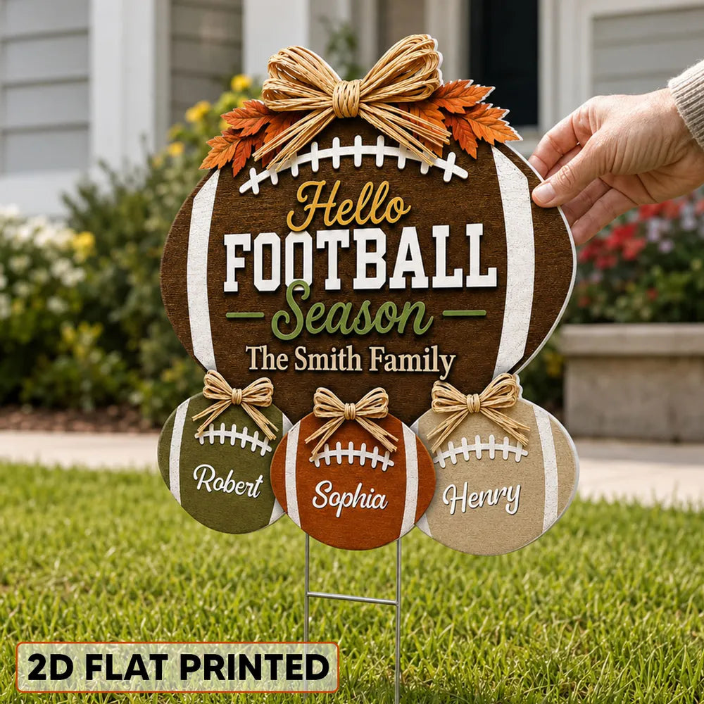 Personalized Football Season Shaped Yard Sign Family Gift