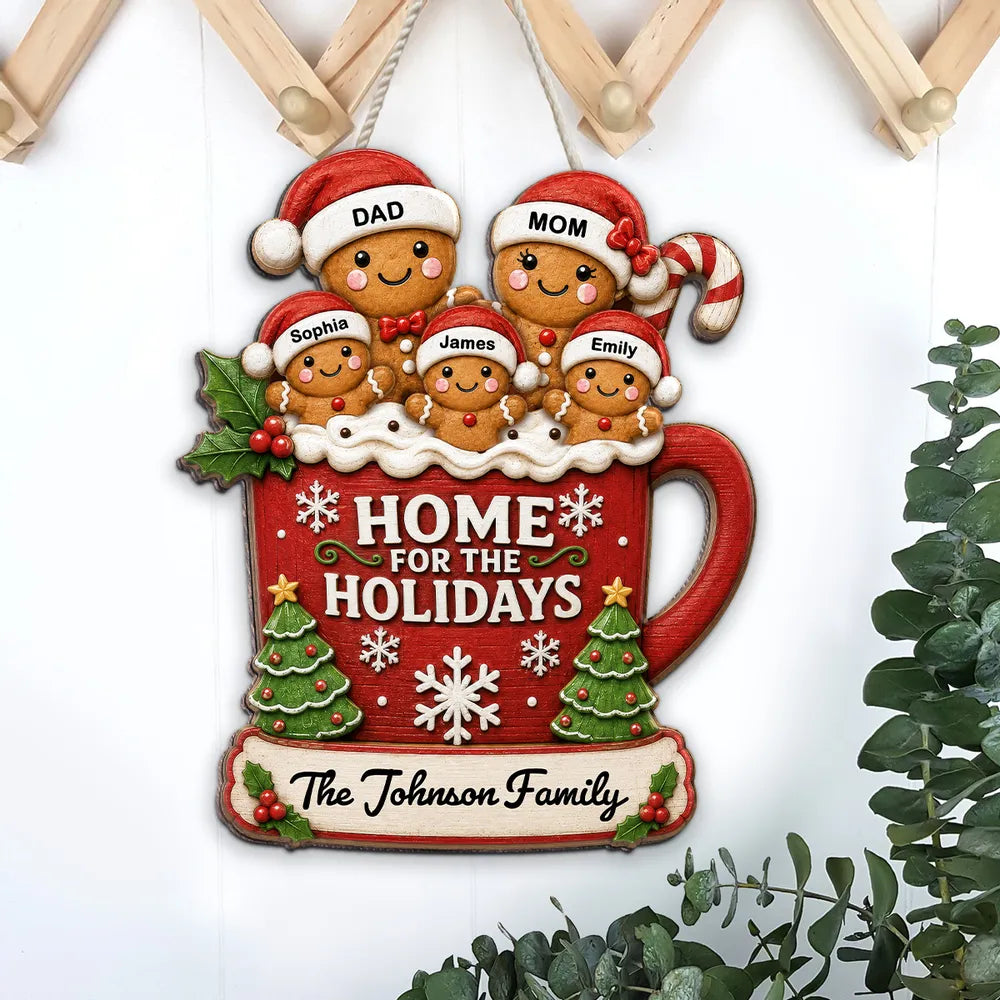 Personalized Gingerbread Scene Wooden Sign Gift for Parents