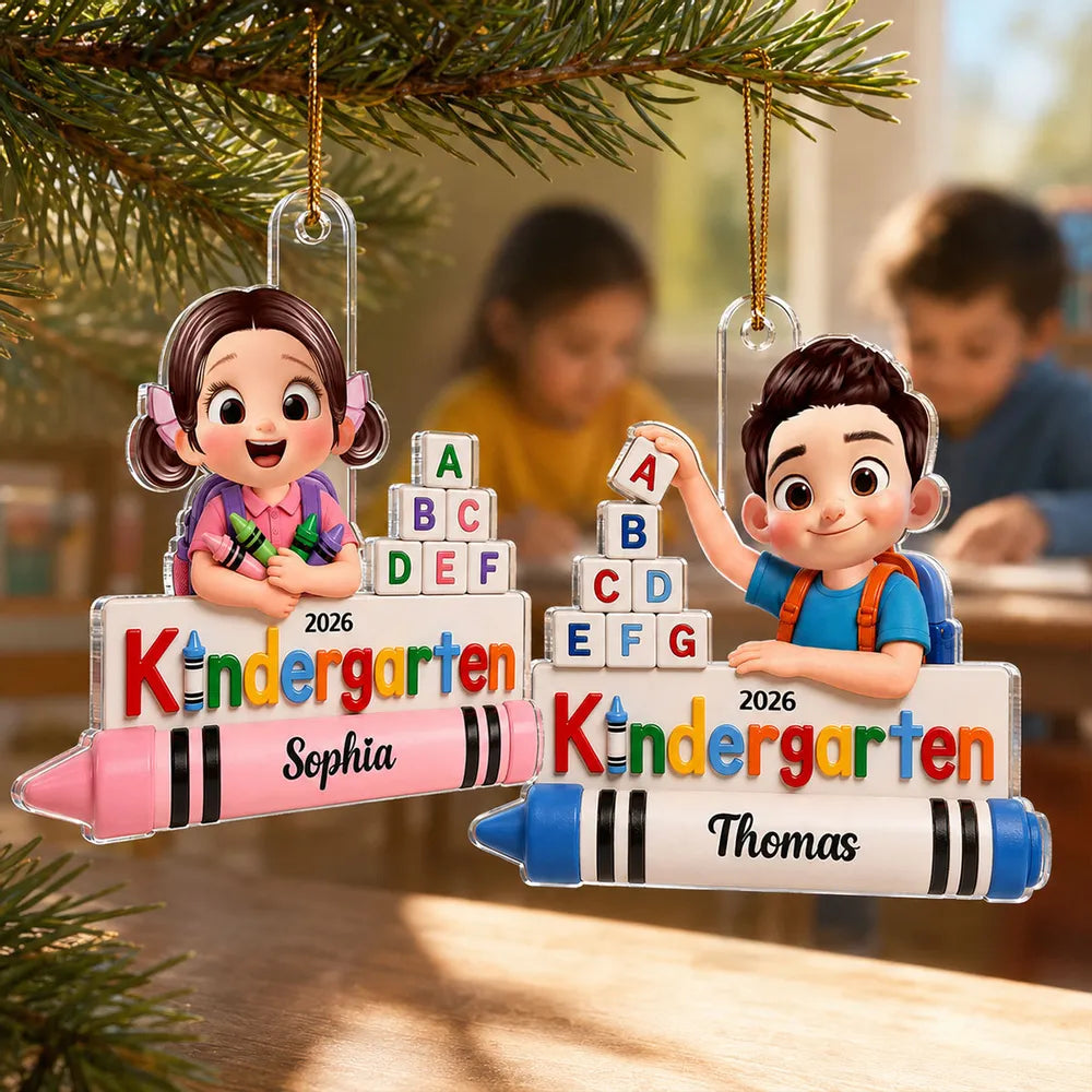Personalized Acrylic Ornament Colorful Child Crayons Gift for Kids