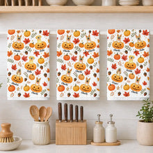 Load image into Gallery viewer, Personalized Kitchen Towel Cute Dog &amp; Pumpkins Gift for Pet Owners
