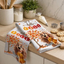 Load image into Gallery viewer, Personalized Fall Kitchen Towel Smiling Dog Gift for Dog Lovers
