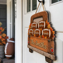 Load image into Gallery viewer, Personalized Wooden Football Sign Custom Family Decor Gift
