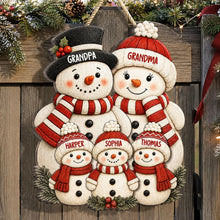 Load image into Gallery viewer, Personalized Wooden Snowman Family Sign Gift for Grandma &amp; Grandpa Christmas Decor
