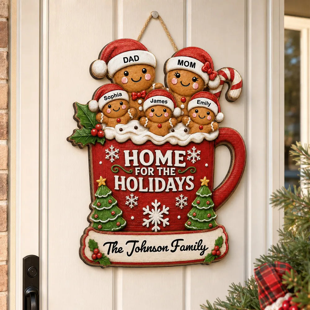 Personalized Gingerbread Scene Wooden Sign Gift for Parents
