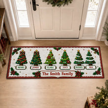 Load image into Gallery viewer, Personalized Christmas Tree Doormat Unique Family Gift Red Green
