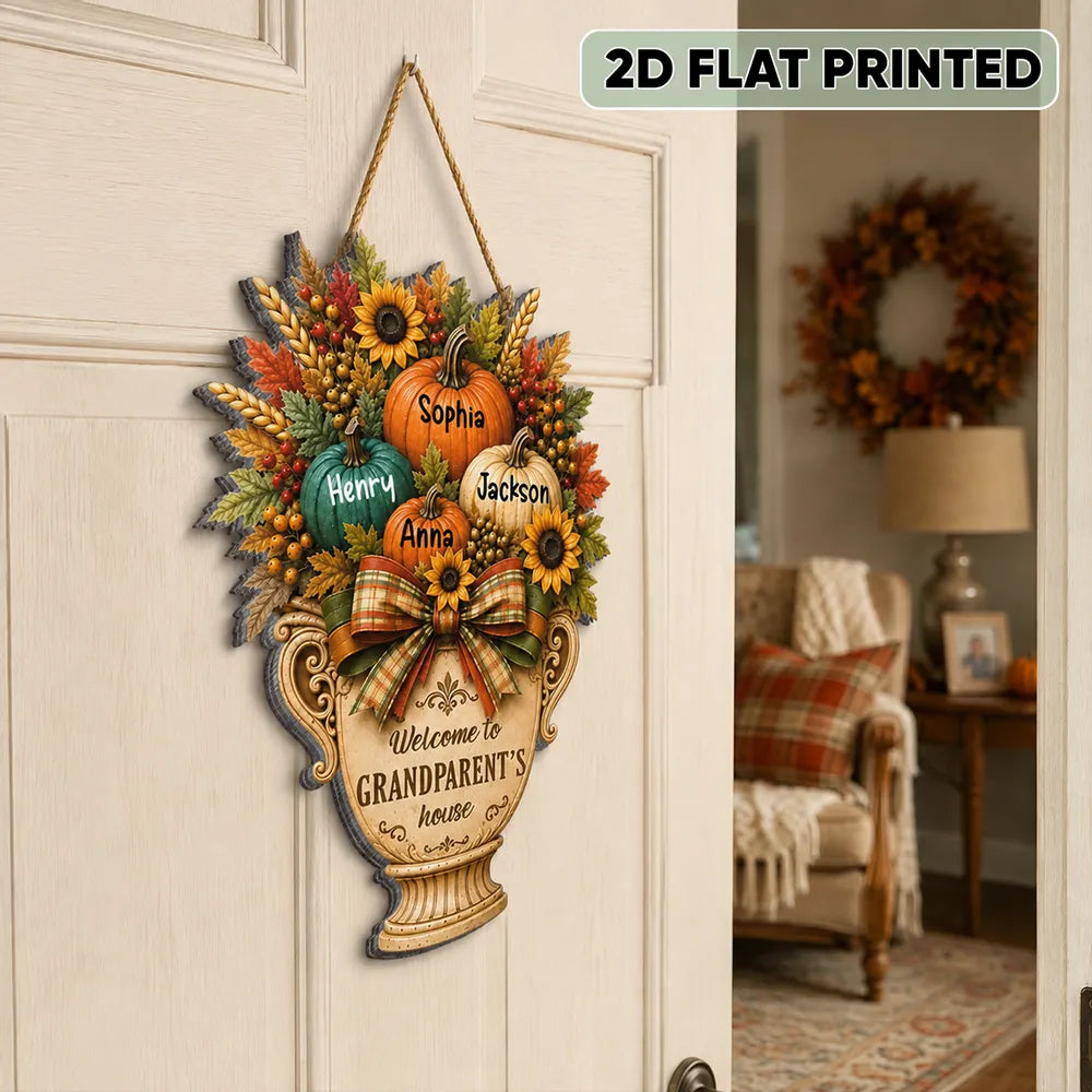 Personalized Wooden Sign for Grandparents Fall Decor Gift