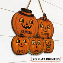 Load image into Gallery viewer, Personalized Wooden Pumpkin Family Sign for Halloween Gift
