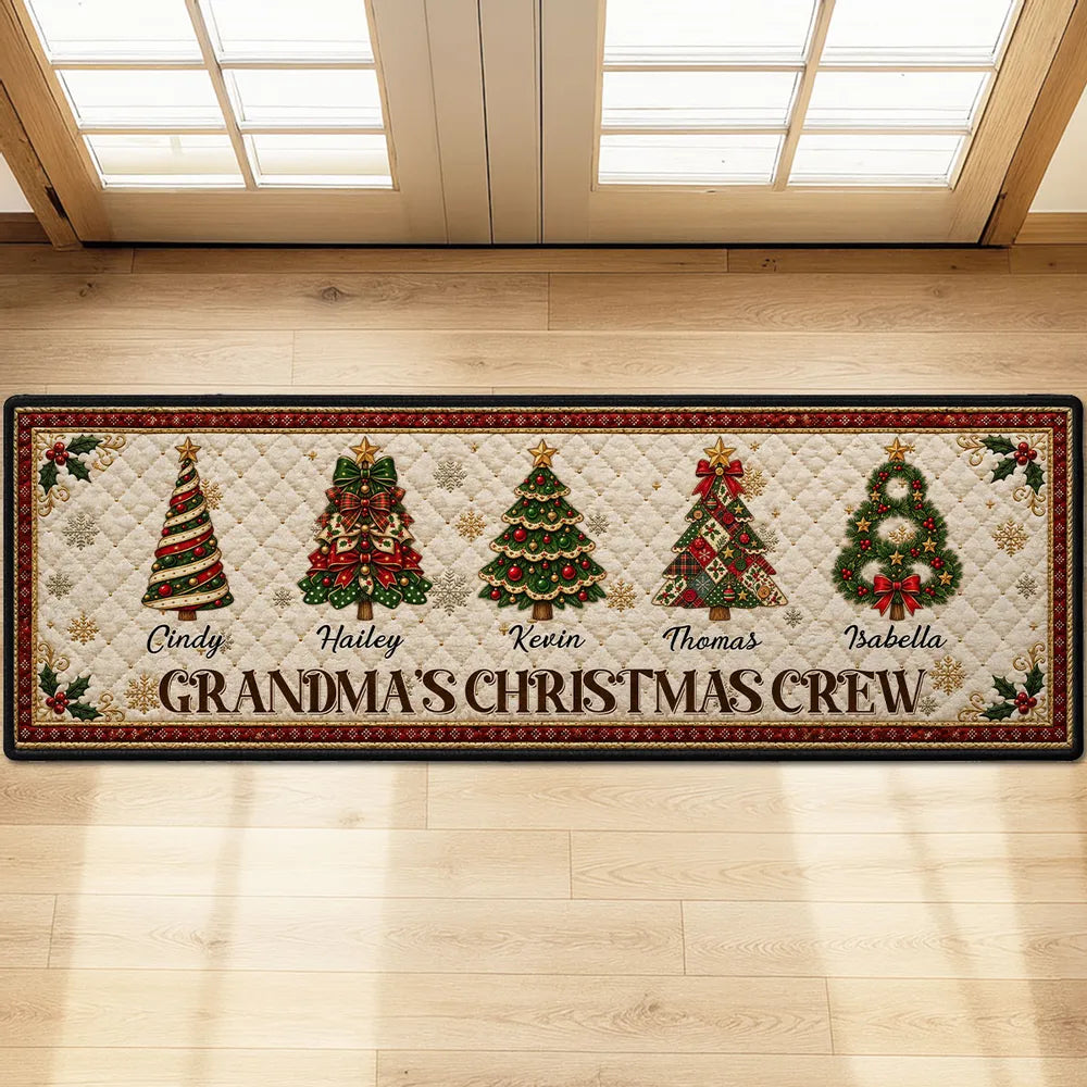 Personalized Grandma's Christmas Crew Doormat Gift for Family