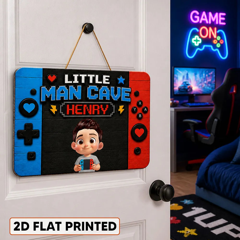 Personalized Wooden Gamer Sign Custom Little Man Cave Gift for Boys