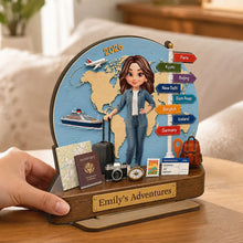 Load image into Gallery viewer, Personalized 2-Layer Wooden Travel Plaque Unique Gift for Adventurers
