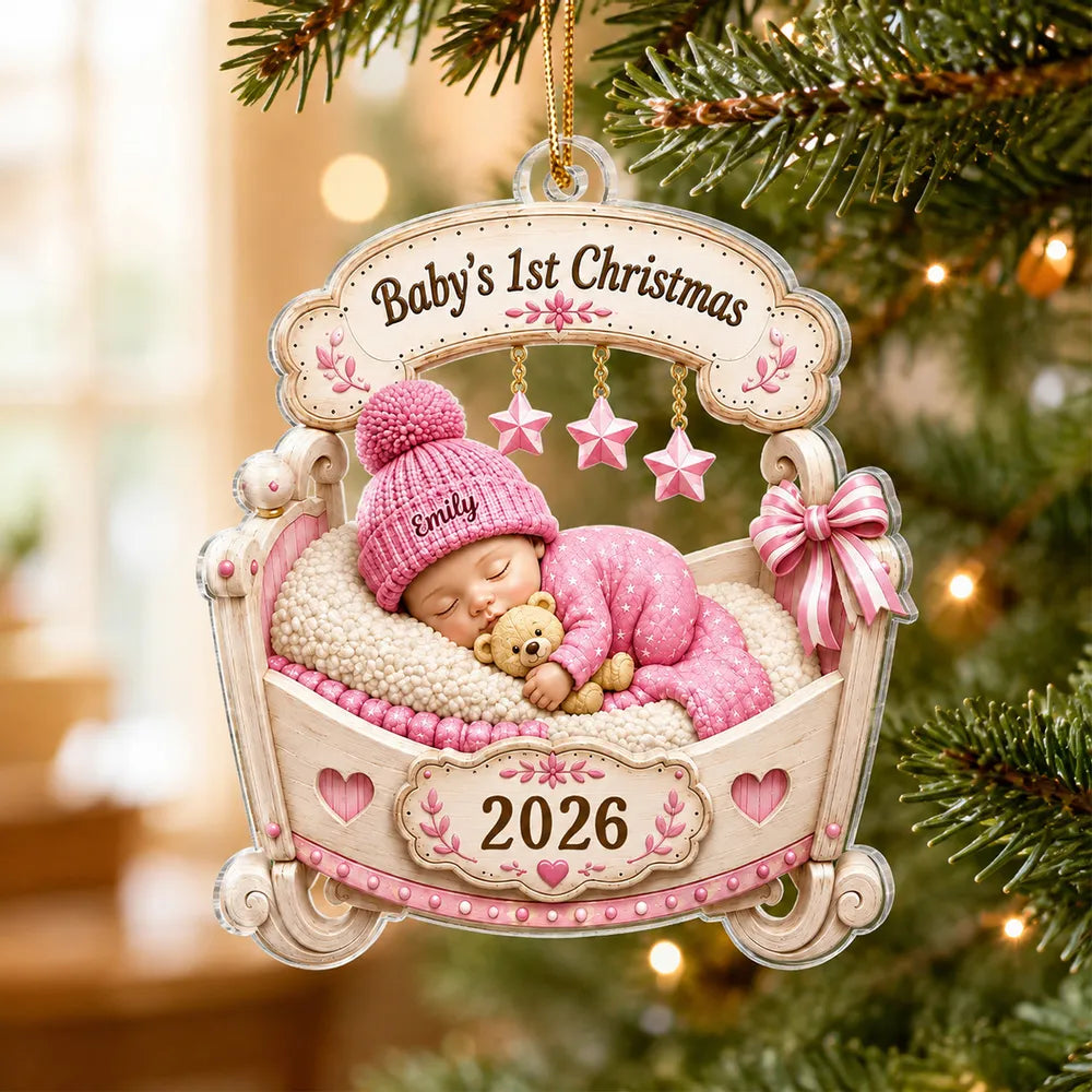 Personalized Baby's First Christmas Acrylic Ornament Gift for New Parents
