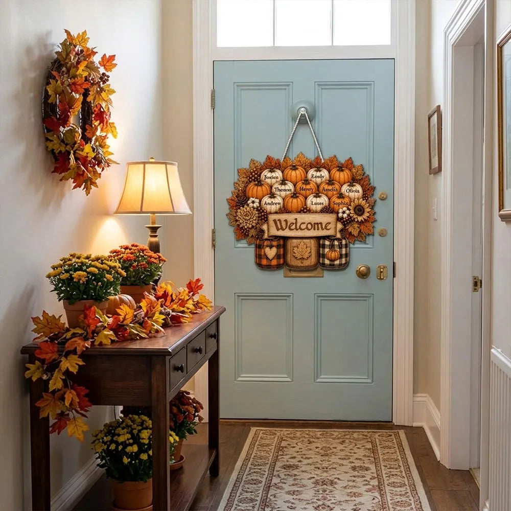 Personalized Welcome Wooden Sign Fall Decor Gift for Family