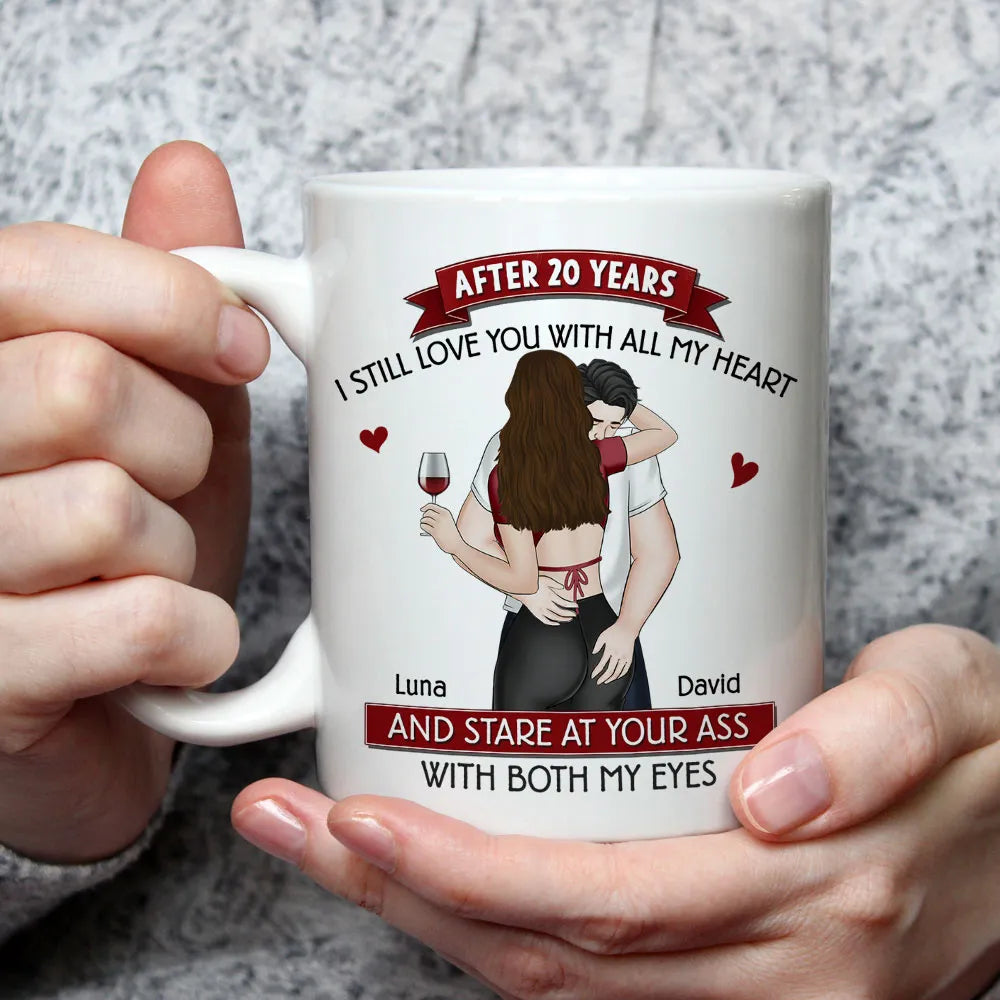 Personalized Ceramic Mug Cute Hugging Couple Gift for Spouse