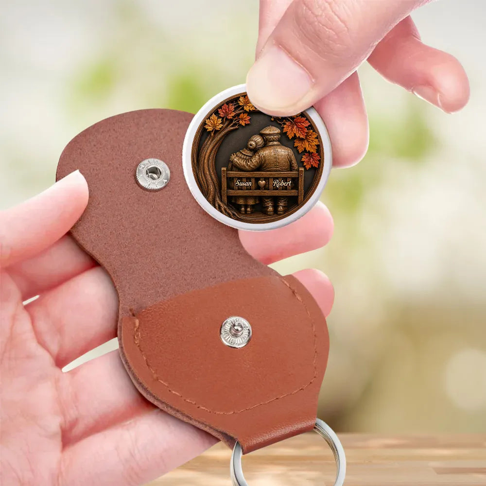 Personalized Pocket Hug Keychain Gift for Husband Autumn Couple