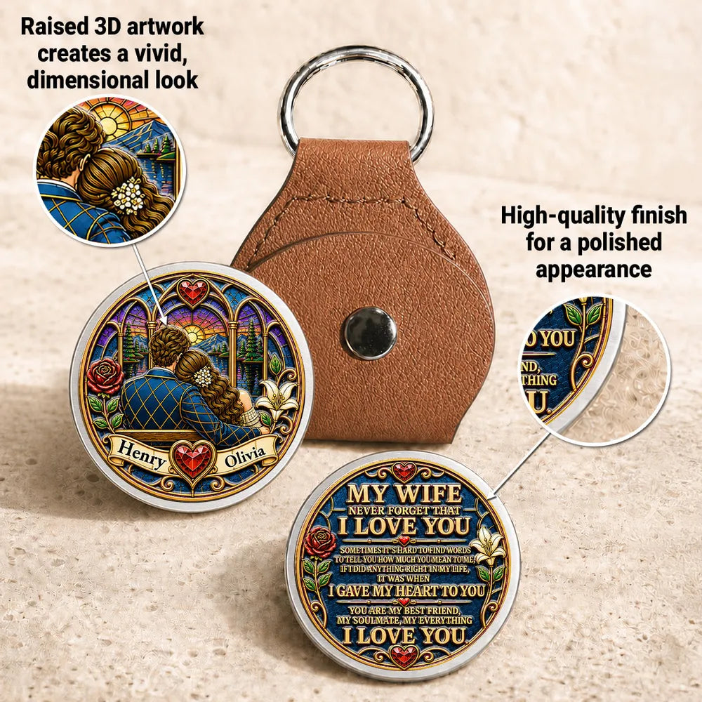 Personalized Pocket Hug Keychain I Love You Gift for Wife