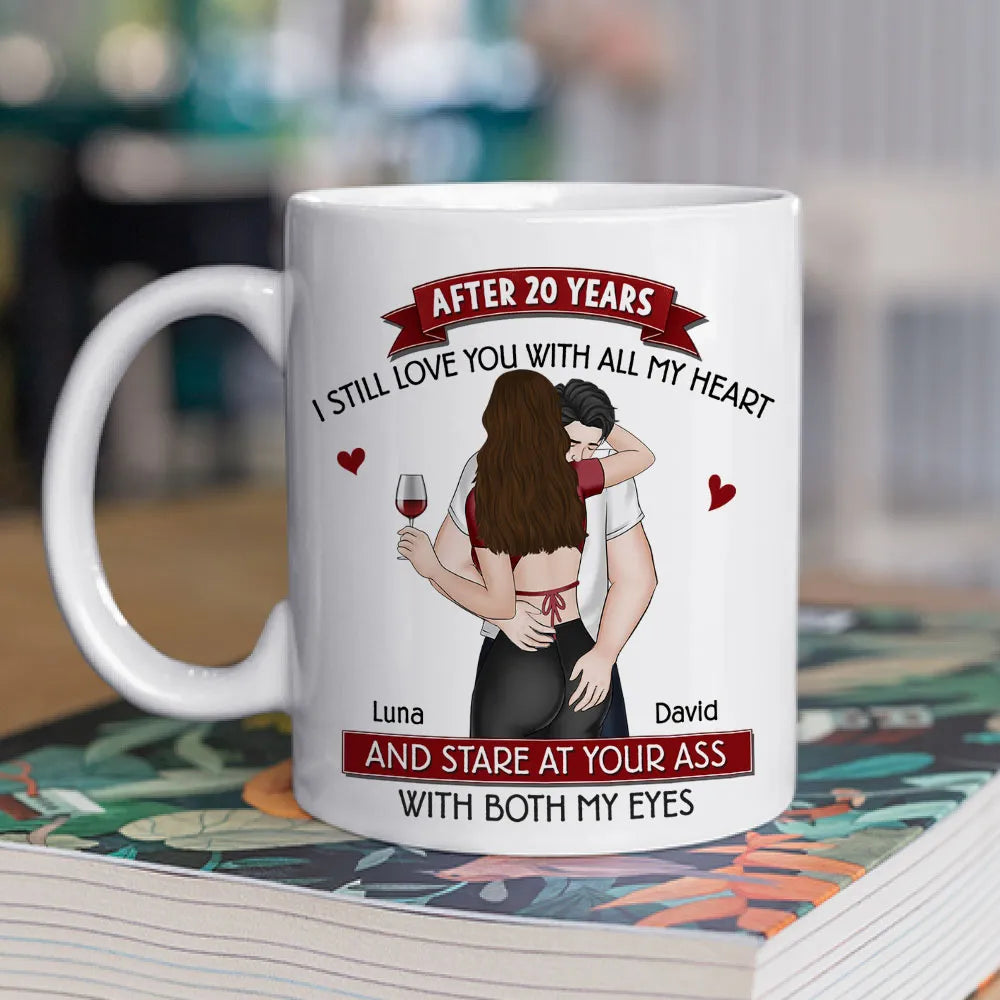 Personalized Ceramic Mug Cute Hugging Couple Gift for Spouse