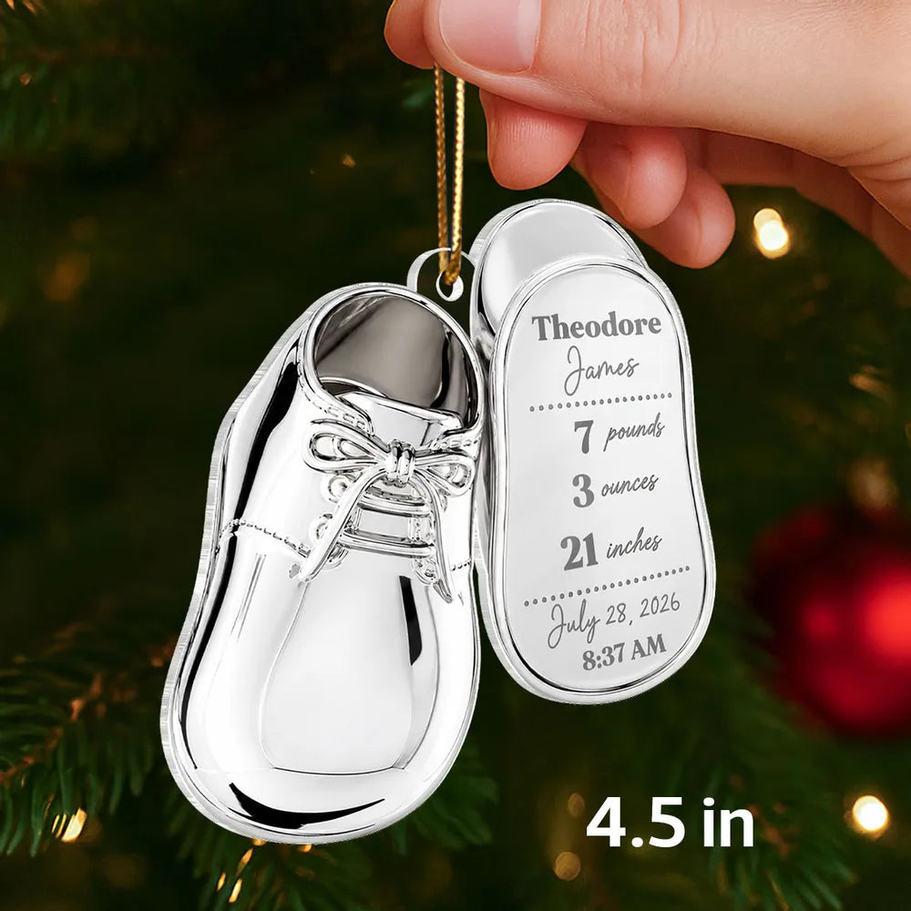 Personalized Baby Shoe Acrylic Ornament Gift for New Parents