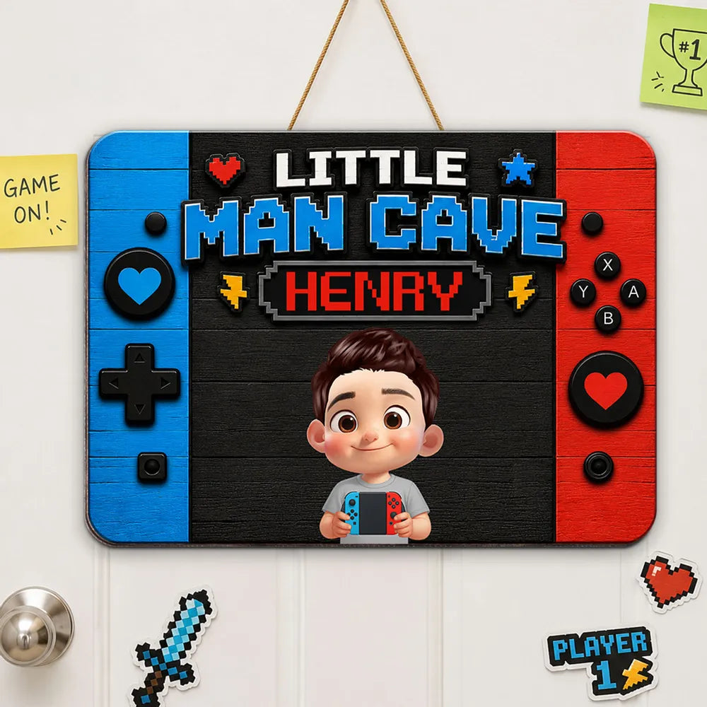 Personalized Wooden Gamer Sign Custom Little Man Cave Gift for Boys