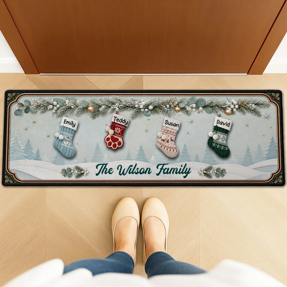 Personalized Christmas Stockings Doormat Unique Family Gift