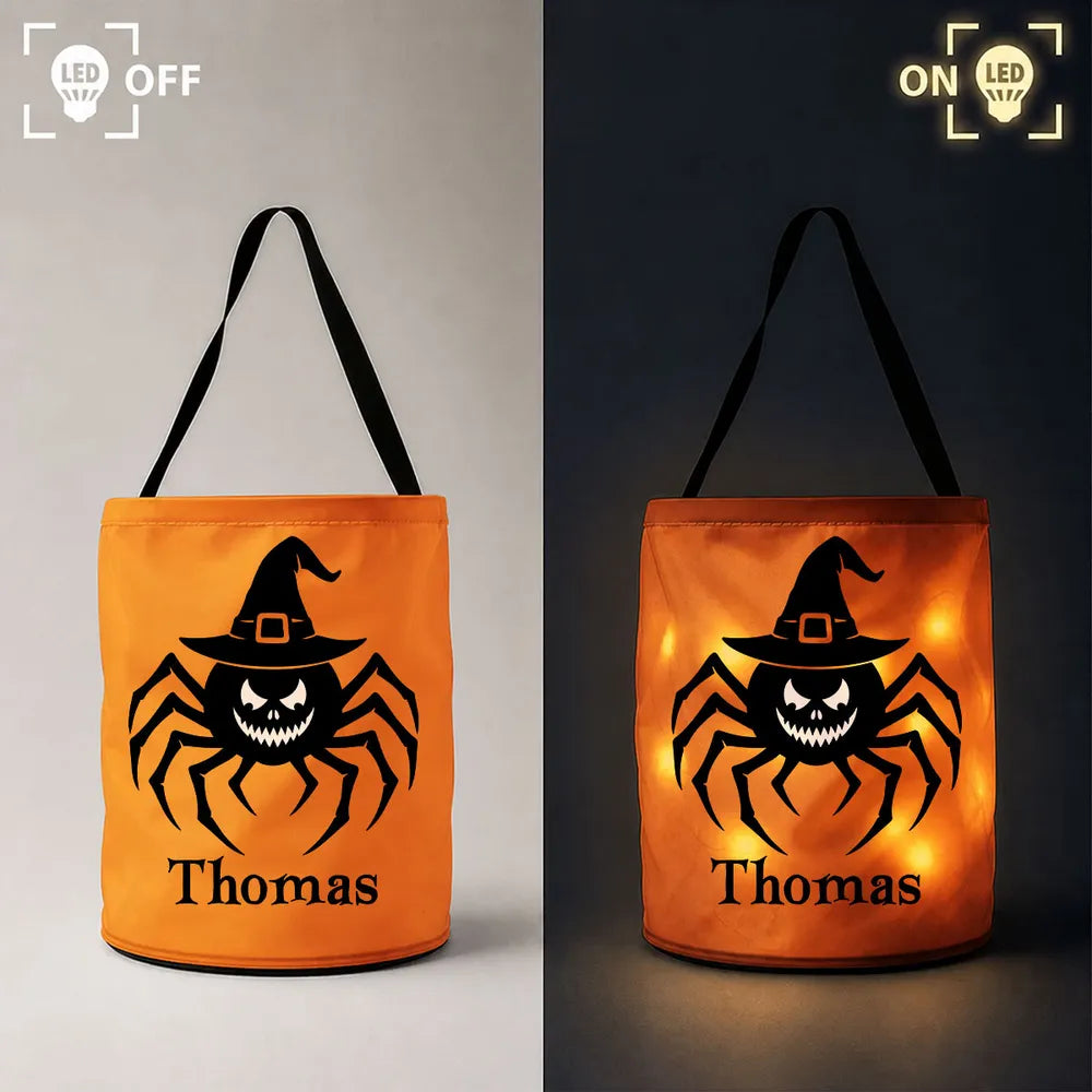 Personalized LED Light Up Halloween Basket for Kids Trick or Treating