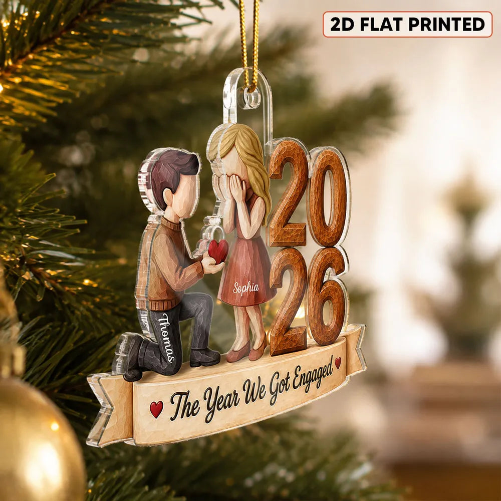 Personalized Acrylic Engagement Ornament Unique Gift for Couple