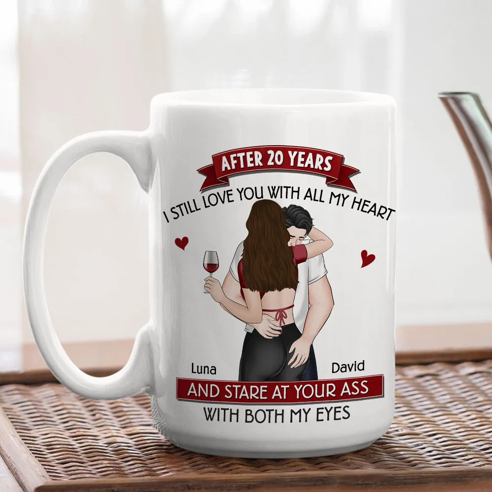 Personalized Ceramic Mug Cute Hugging Couple Gift for Spouse