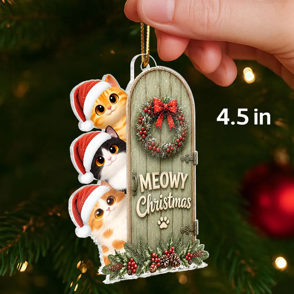 Personalized Meowy Christmas Acrylic Ornament for Cat Lovers