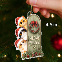 Load image into Gallery viewer, Personalized Meowy Christmas Acrylic Ornament for Cat Lovers
