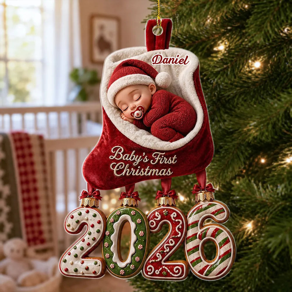 Personalized Baby's First Christmas Acrylic Ornament Gift for New Parents