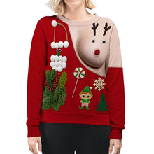 Load image into Gallery viewer, Personalized Funny Reindeer Illusion Sweatshirt for Couples Christmas Gift
