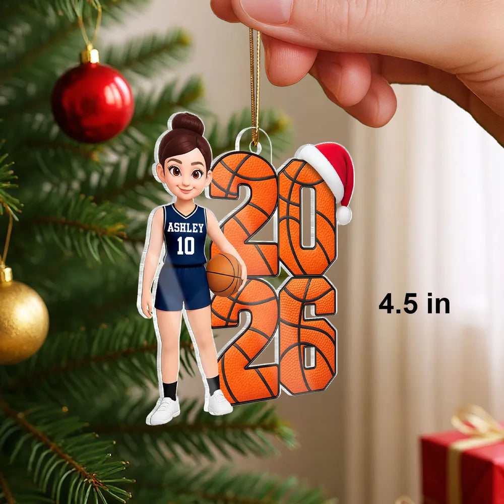 Personalized Acrylic Basketball Player Ornament Gift for Son